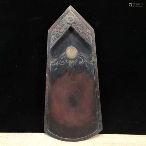 "Four inkstone purple side rock: antique figureMake nea...