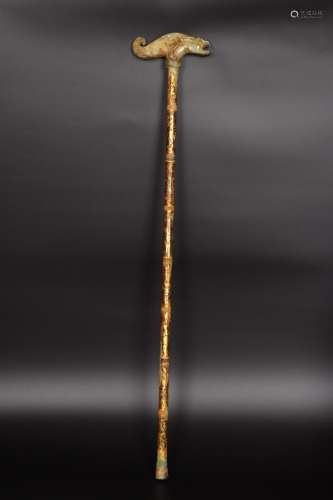 : copper to hetian jade benevolent stick87 cm long, 16 cm wi...