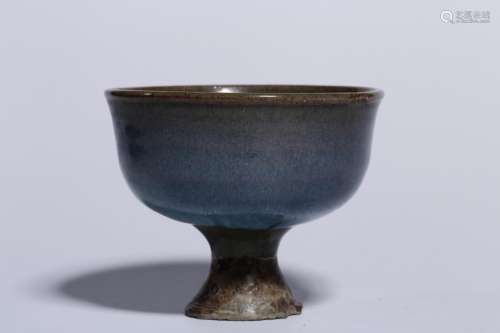 : jun glaze footed cupHigh 8 cm diameter 10 cm221. 5 gramsCu...