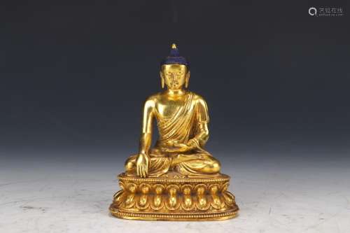 : copper and gold Buddha statueLong and 7.3 cm wide and 5.2 ...