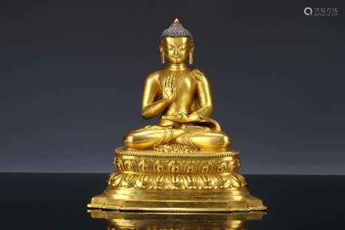 : copper and gold Buddha statueLong 24 cn 14 cm high 26 cm w...