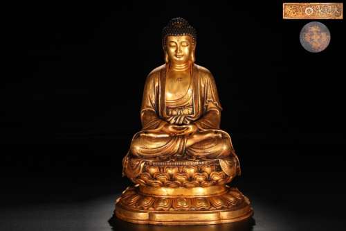 Precision casting copper gold amida Buddha statue57 cm wide ...