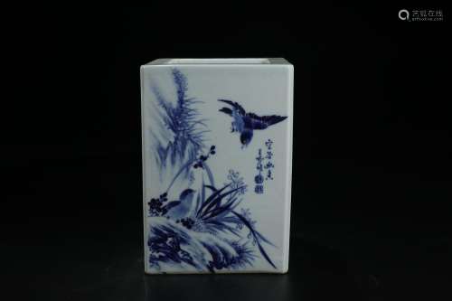 , "may WenWu have lent" blue and white flower grai...