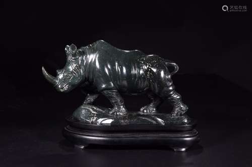 Hetian jade rhinoceros furnishing articlesSize: 30 cm long 8...