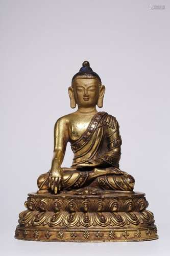 : copper gilding, shakyamuni Buddha statueWeighs 2129 grams ...