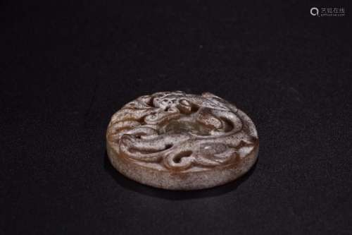 : hetian jade engraved look longnu wallSize: 5 cm in diamete...