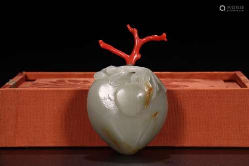 : hetian seed makings peach shape snuff bottlesSize: 9.0 cm ...