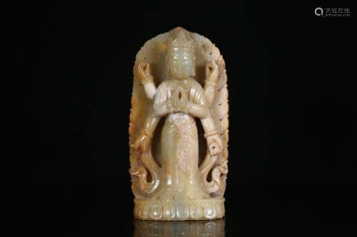 Ancient jade penjing collection "six arm guanyin" ...