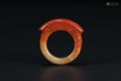 Late red fei saddle ring, fine material, good shape, wrapped...