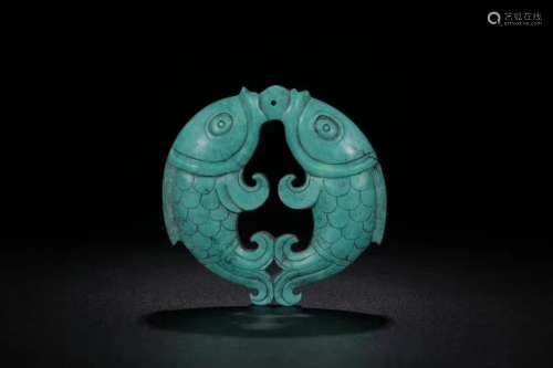 Turquoise Pisces is hanged, meaning auspicious, double-sided...