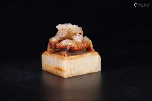 , hetian jade dragon grain NiuXi type four side seal, the ja...