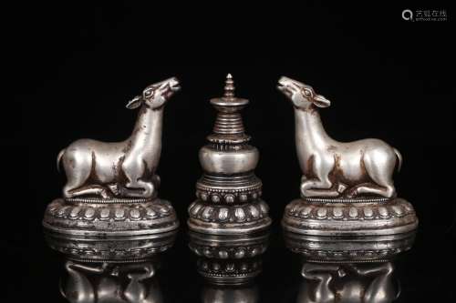 , Buddha for a group of deer furnishing articles of silver, ...
