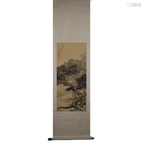 Xu Bangda ink silk scroll vertical shaft (loose life of figu...