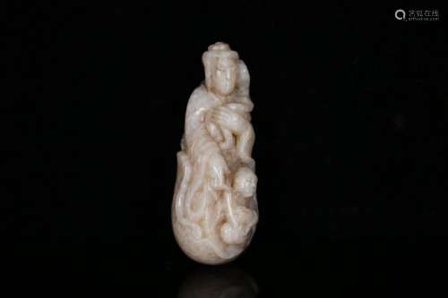 Medieval Zi guanyin carved jade, hetian jade carved monolith...