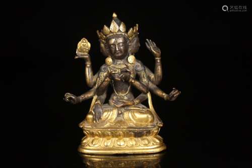 copper gold statue of Buddha's mother like.Buddha statue...