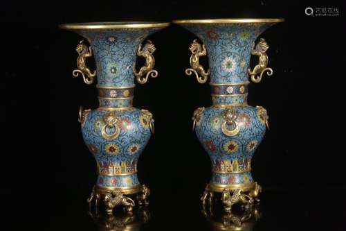 Late fetal cloisonne copper double ears pair, played with el...