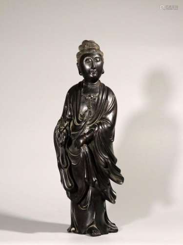 .Lobular rosewood hand-carved guanyin stands resemble furnis...