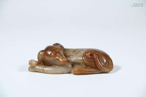 Hetian jade dog furnishing articlesSize: 9.6 cm long, 4 cm w...