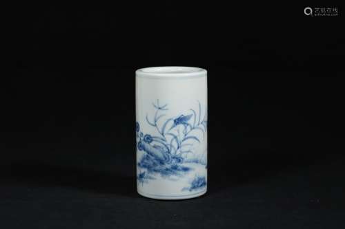 Blue and white flower insect late grain brush potSize: diame...