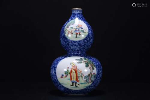 : blue and white enamel bottle gourd, appearance in good con...