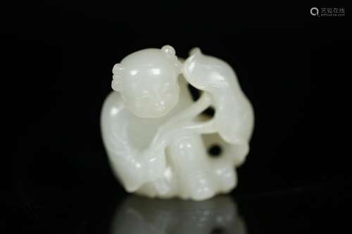 , hetian jade carving the lad, the jade is exquisite, carver...