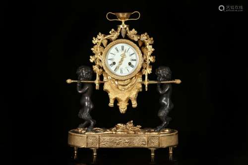 , old copper and gold clock a, elegant old clocks, copper an...