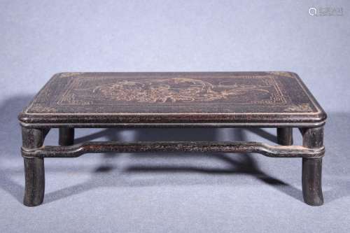 Red sandalwood an Cheng silver-inlaid baseSize: 31 x19x10cm