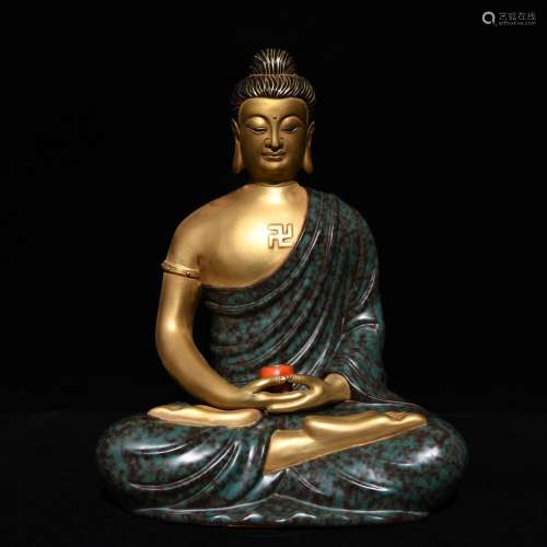 Bronze colour coppering.as Buddha, high 30.5 diameter of 24,