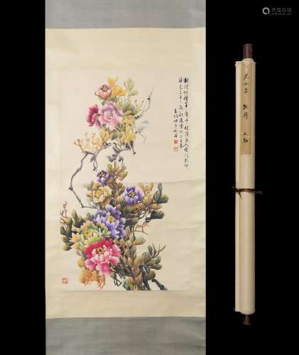 Wang ancient figure 64 * 109 flowers