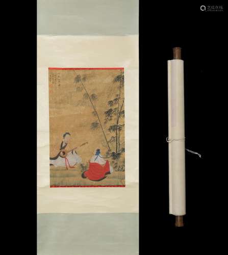 43 * 67 Liu Lingcang character figure silk scroll