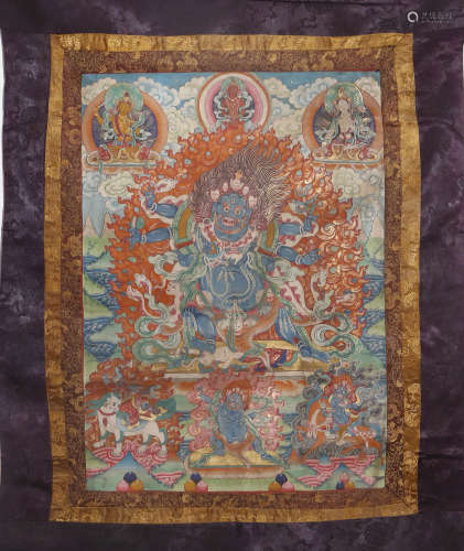 A Painted Thangka Of Buddha