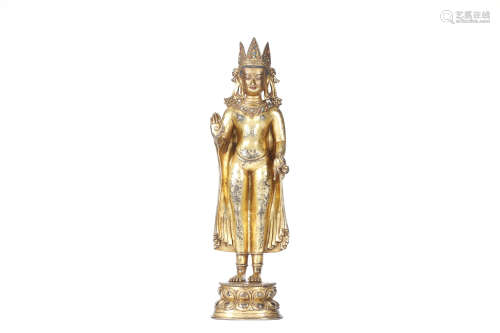 A Gilt-Bronze Statue Of Avalokitesvara