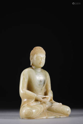 A Carved Ancient Jade Statue Of Sakyamuni