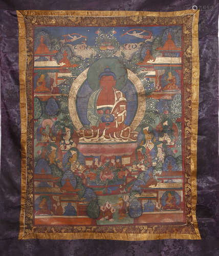 A Painted Thangka Of Avalokitesvara