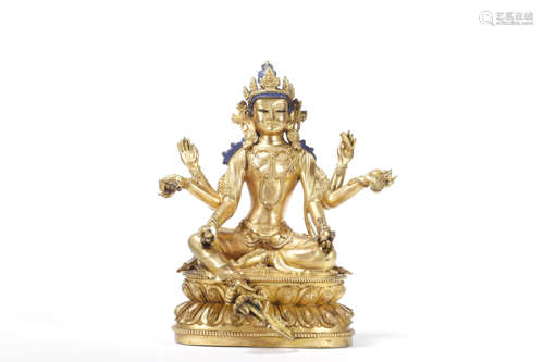 A Gilt-Bronze Statue Of Buddha