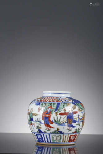 A Wucai Glaze Figure Jar