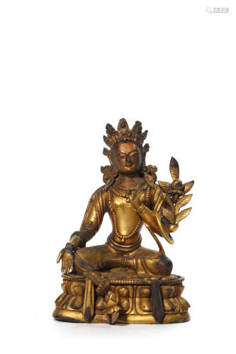 A Gilt-Bronze Statue Of Tara