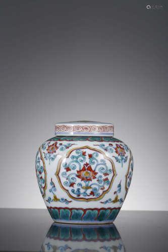 A Doucai Glaze Lotus Jar And Cover