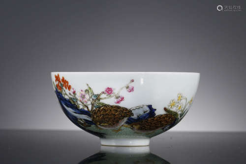 A Famille Rose Flower And Bird Bowl