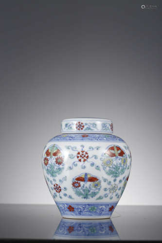 A Chinese Doucai Butterfly Jar And Cover, Chenghua Mark