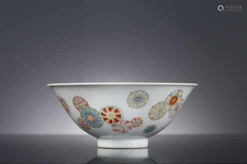 A Chinese Famille Rose Flower Pattern Bowl