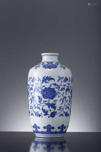 A Chinese Blue And White Interlocking Lotus Vase