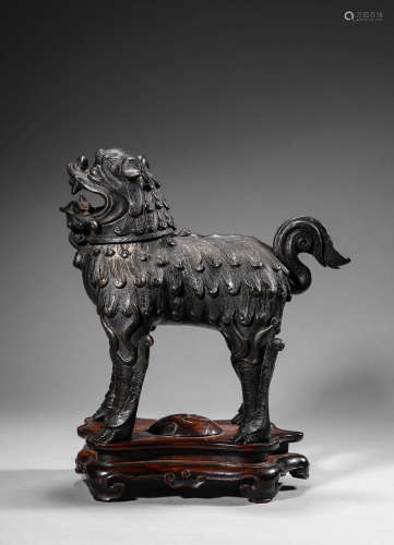 A Chinese Bronze Lion Censer