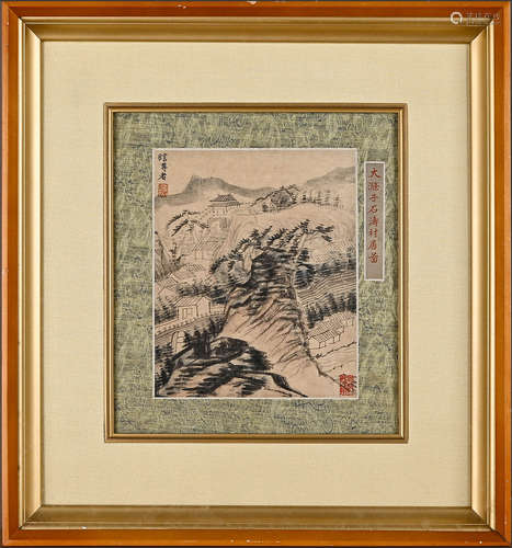 A Chinese Landscape Painting, Ink And Color On Paper, Framed...