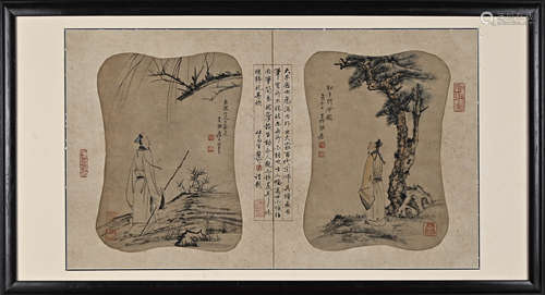 A Chinese Scholar Under The Pine Painting, Ink And Color On ...