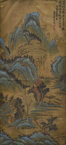 A Chinese Landscape Painting, Ink And Color On Silk, Dong Ba...