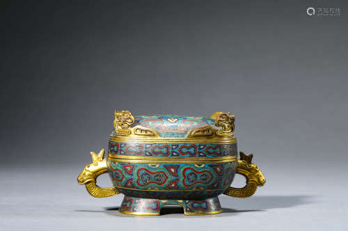 A Chinese Gilt Bronze Cloisonne Enamel Censer