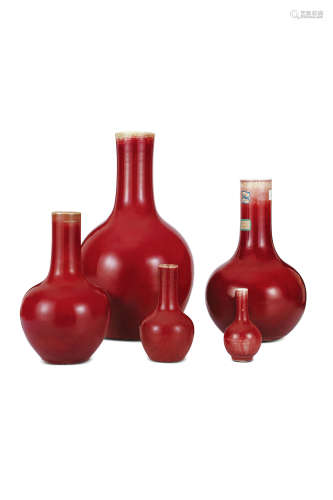 清 钧红釉天球瓶 钧红釉天球瓶 郎红天球瓶 红釉小天球瓶 红釉天球...