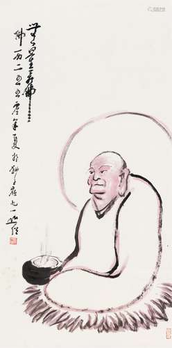 圆霖法师 无量寿佛 设色纸本