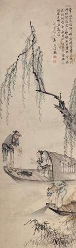 华喦 人物 设色纸本立轴